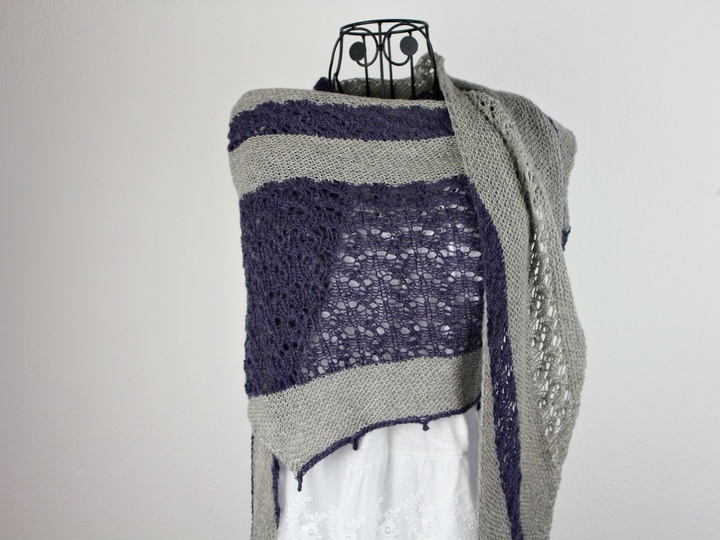 Strickanleitung asymmetrisches Dreieckstuch mit Lace und kraus rechts