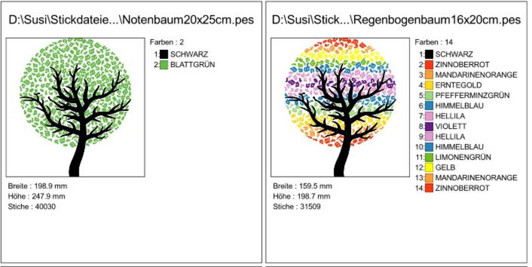 Musik Noten Baum Stickdatei