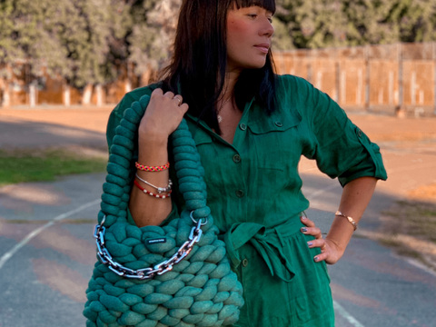 Chunky bag knit pattern PDF and video tutorial