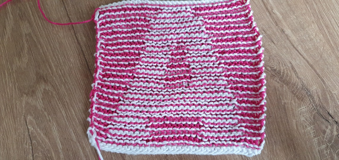 Schattenstricken, Illusionsstricken, Buchstabe "A"