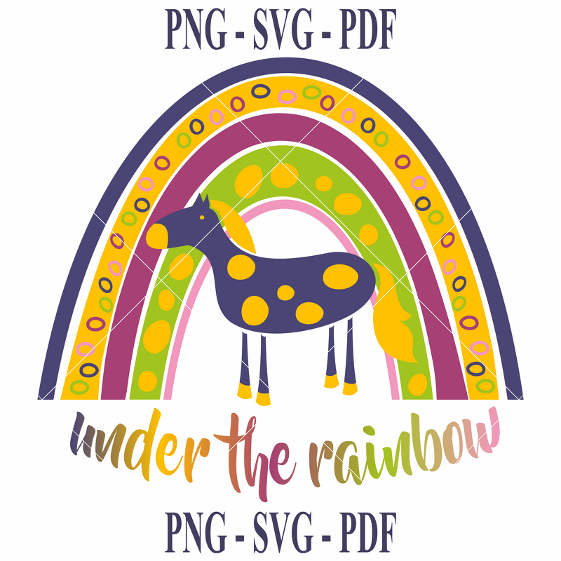 Clipart Datei Grafik Illustration Regenbogen Pferd PNG PDF SVG