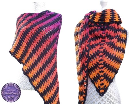 Häkelanleitung Dreieckstuch in Kontrastfarben 2 Varianten Colours I + V