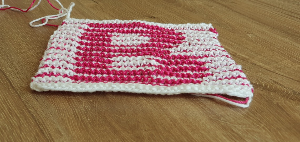 Schattenstricken, Illusionsstricken, Buchstabe "B"