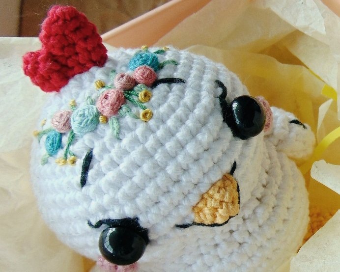 Floral Embroidery on Amigurumi Toy PDF Pattern DIY Easter Gift - Image 4
