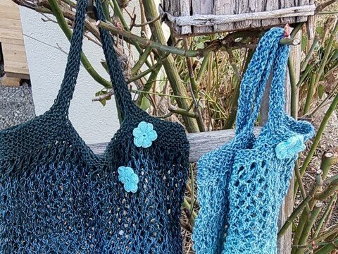 Umweltfreundliches Einkaufsnetz gestrickt