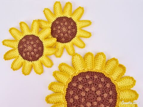 Untersetzer Sonnenblume - Häkelanleitung für mehrere Größen