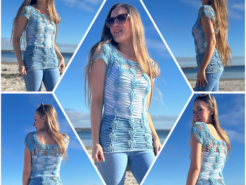 1-Bobbel-Muschel-Häkelshirt "Skylar Deluxe"