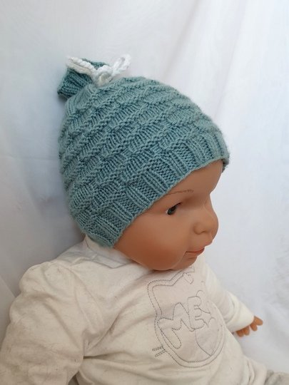 Strickanleitung Babymütze, Baby-Mütze ca. 5 - 12 Monate, Bogenmuster #299