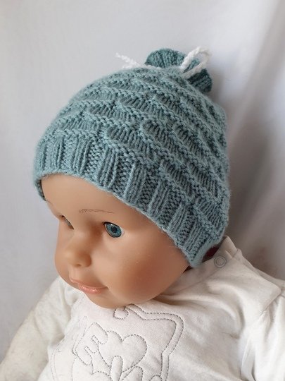 Strickanleitung Babymütze, Baby-Mütze ca. 5 - 12 Monate, Bogenmuster #299