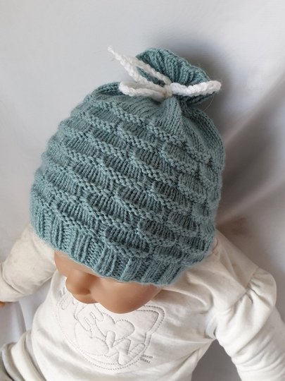 Strickanleitung Babymütze, Baby-Mütze ca. 5 - 12 Monate, Bogenmuster #299