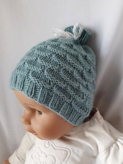 Strickanleitung Babymütze, Baby-Mütze ca. 5 - 12 Monate, Bogenmuster #299