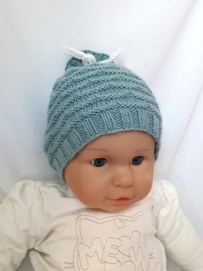 Strickanleitung Babymütze, Baby-Mütze ca. 5 - 12 Monate, Bogenmuster #299