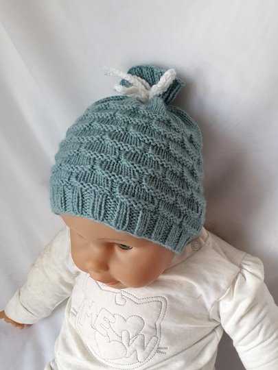 Strickanleitung Babymütze, Baby-Mütze ca. 5 - 12 Monate, Bogenmuster #299
