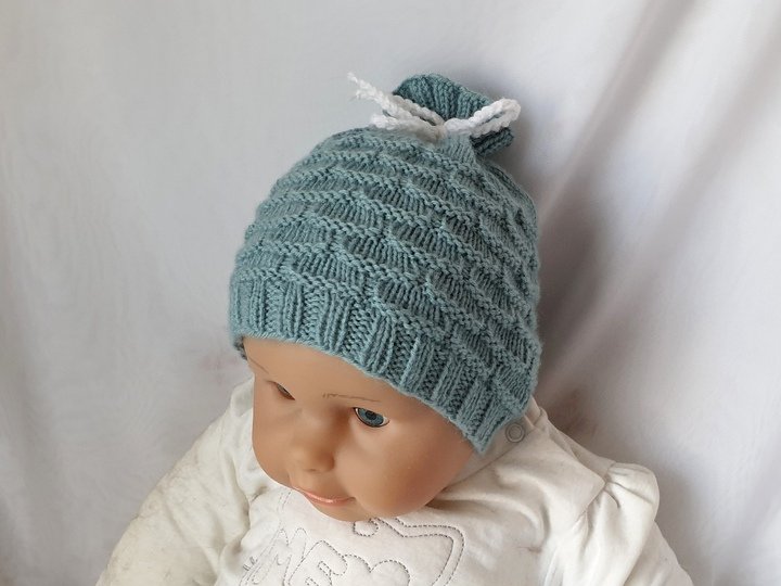 Strickanleitung Babymütze, Baby-Mütze ca. 5 - 12 Monate, Bogenmuster #299