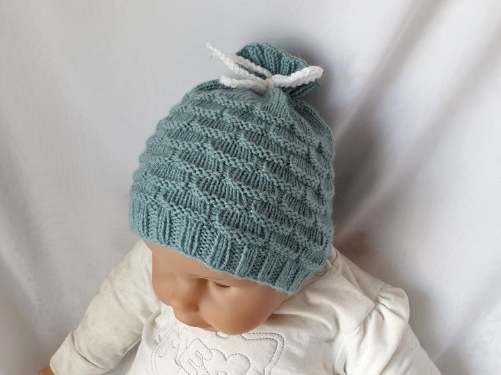 Strickanleitung Babymütze, Baby-Mütze ca. 5 - 12 Monate, Bogenmuster #299