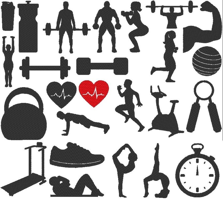 Sport Fitness - Stickdatei - Silhouette