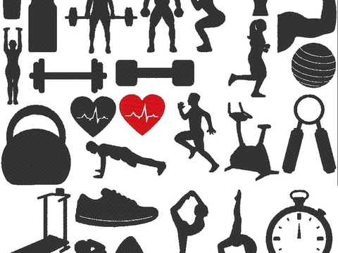 Sport Fitness - Stickdatei - Silhouette