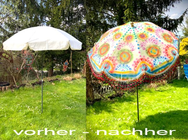 Lieber Einen Hellen Oder Einen Dunklen Sonnenschirm Einen einfachen, hellen Sonnenschirm verschönern