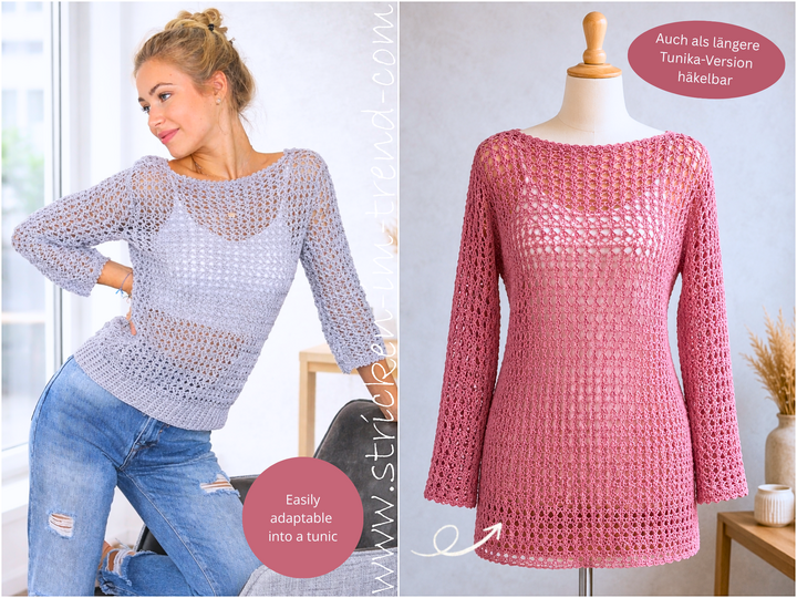 Crochet Pattern for Summer Sweater | Lightweight Crochet Sweater YoungFashi
