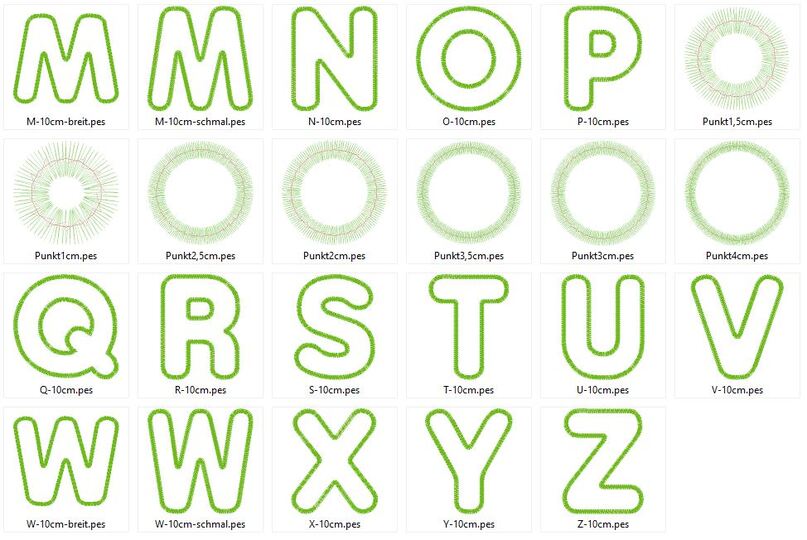 Stickdatei - 10cm Buchstaben und Zahlen Alphabet Zahl