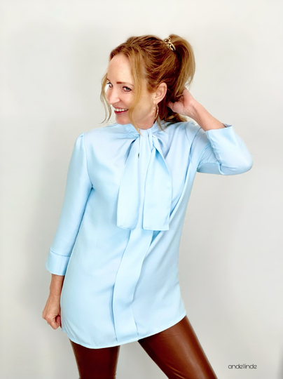 Schnittmuster Bluse mit Stehkragen und optionaler Schleife Damen Gr. 32-62
