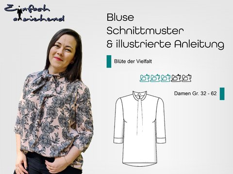 Schnittmuster Bluse Blüte der Vielfalt Gr. 32 - 62