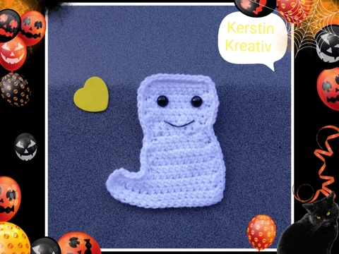 Häkelanleitung Applikation Geist, ca 14 cm groß