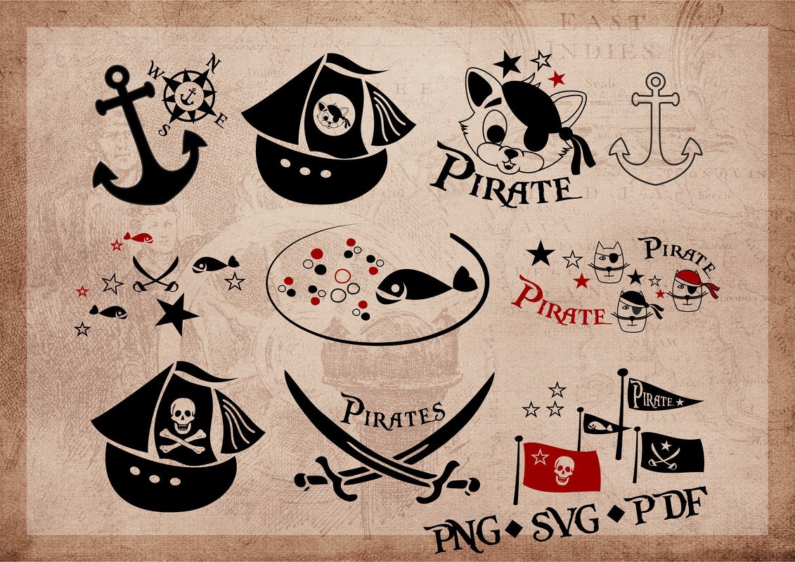 Clipart cricut digital Paper Pirat T-Shirt Druck Plotter