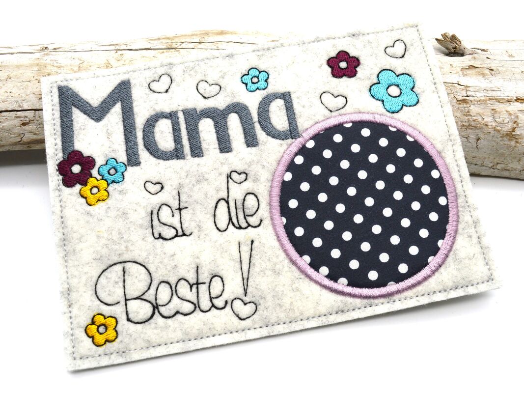 Stickdatei Mama Mug Rug Tassenteppich