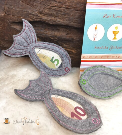 Stickdatei Fisch ITH Füllobjekt Wunscherfüller Kommunion Taufe Firmung