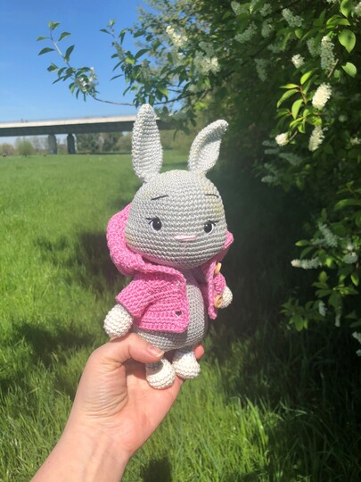 Häkelanleitung Hase Lucky mit Kapuzenjacke und Freundin Zippa , Amigurumi