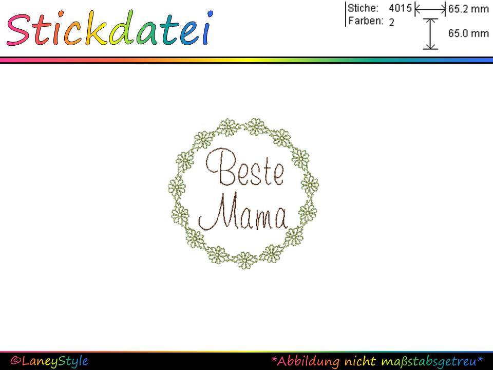 Stickdatei "Beste Mama - Blumenrand" - (DST, VP3, XXX, PES)