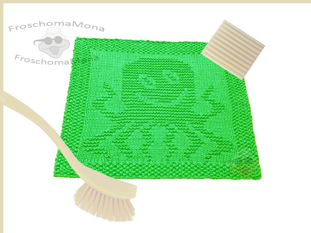 Spültuch Waschlappen Tintenfisch / Krake „Achtarm“ Strickanleitung einfach - Bild 3