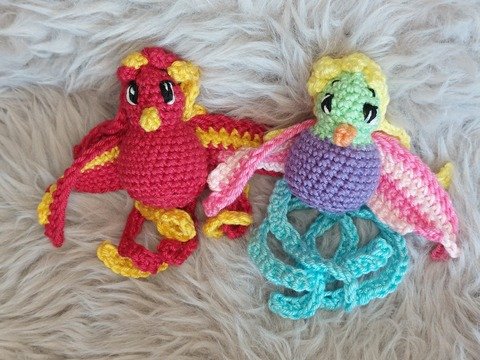 Häkelanleitung Amigurumi Paradiesvogel "Elvira" und Phönix "Elvis"