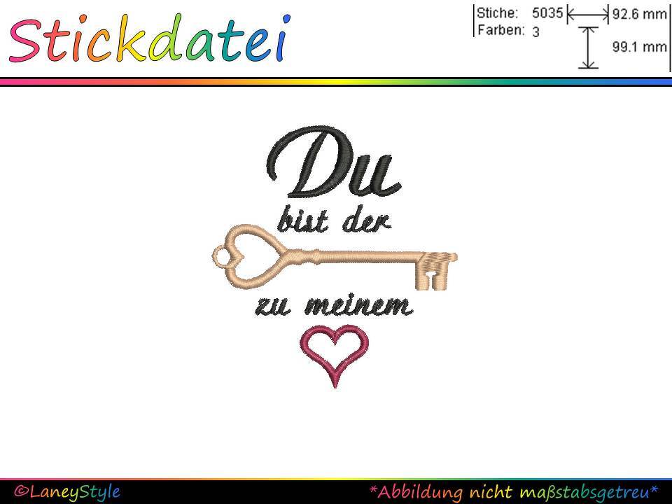 Stickdatei "Spruch - Schlüssel zum Herzen" - (DST, VP3, XXX, PES)