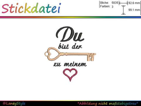 Stickdatei "Spruch - Schlüssel zum Herzen" - (DST, VP3, XXX, PES)