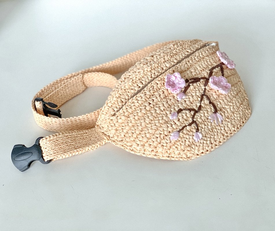 Crochet pattern fanny pack with raffia PDF digital and video tutorial - Image 2