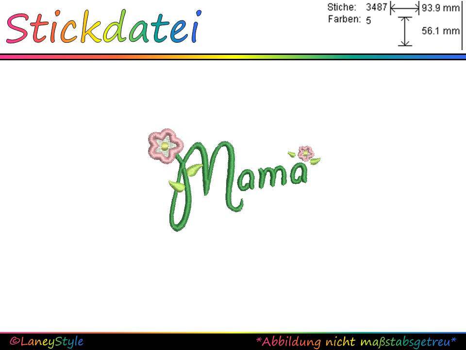 Stickdatei "Mama - Blume" - (DST, VP3, XXX, PES)