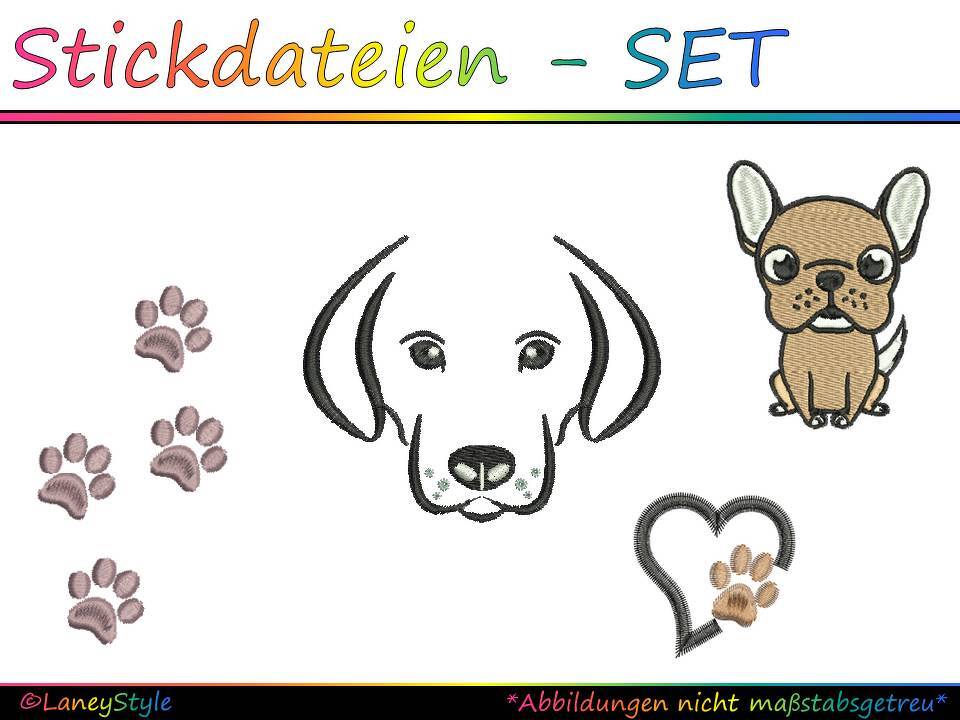 Stickdateien-SET "Stickerei MIX - Hunde" (4x Stickmotive)