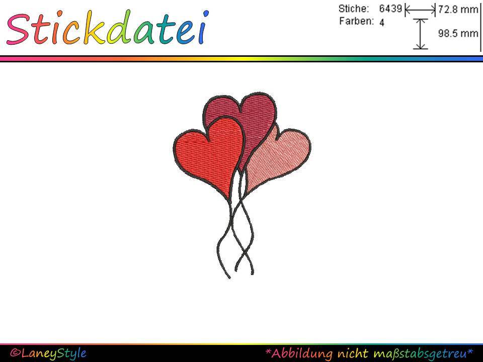 Stickdatei "Herzchen-Luftballons" - (DST, VP3, XXX, PES)
