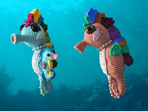 Mama und Papa mit Baby Seepferd