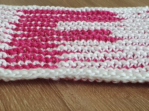 Schattenstricken, Illusionsstricken, Buchstabe "F"