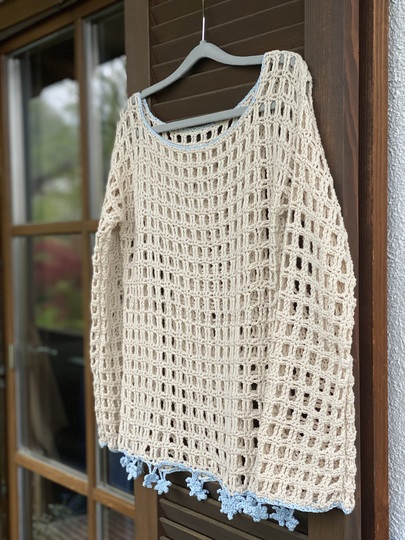 CAL Gehäkeltes Tunika-Shirt mit Seesternen "Strandgut"