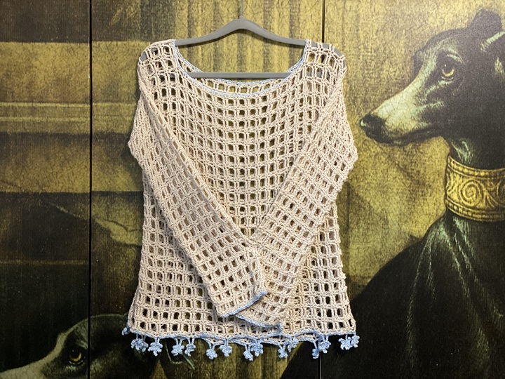 CAL Gehäkeltes Tunika-Shirt mit Seesternen "Strandgut"