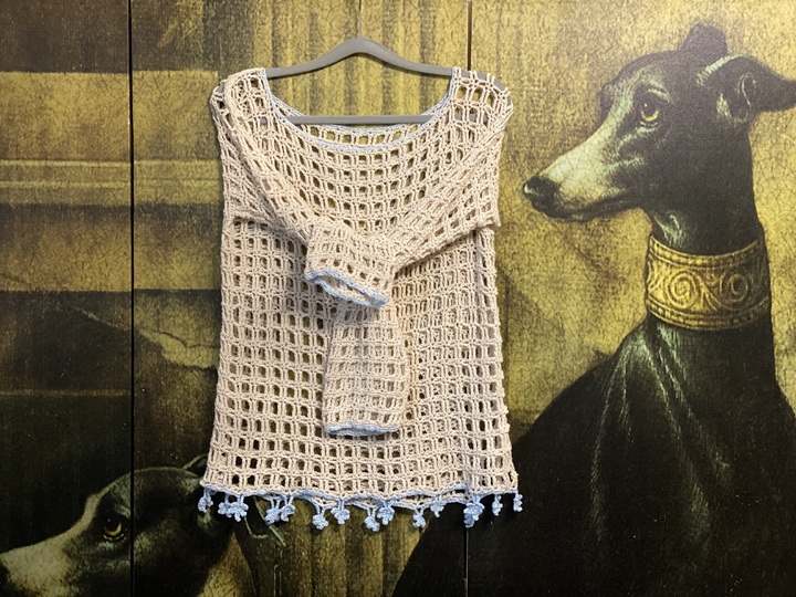 CAL Gehäkeltes Tunika-Shirt mit Seesternen "Strandgut"