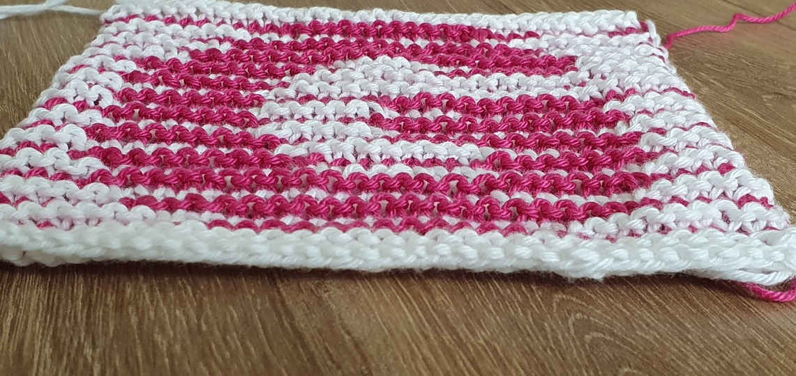 Schattenstricken, Illusionsstricken, Buchstabe "G"