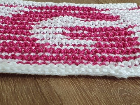 Schattenstricken, Illusionsstricken, Buchstabe "G"