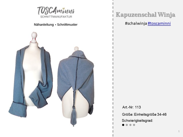 Kapuzenschal Winja - Stola - Bolero Einheitsgröße von Gr. 34-46