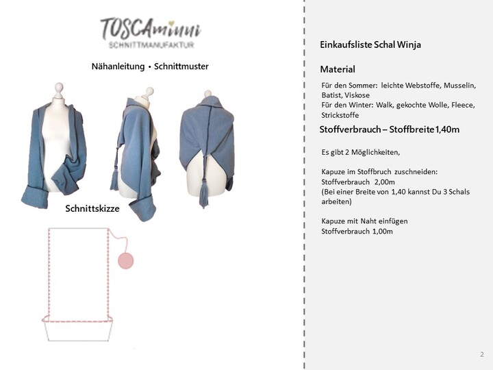 Kapuzenschal Winja - Stola - Bolero Einheitsgröße von Gr. 34-46