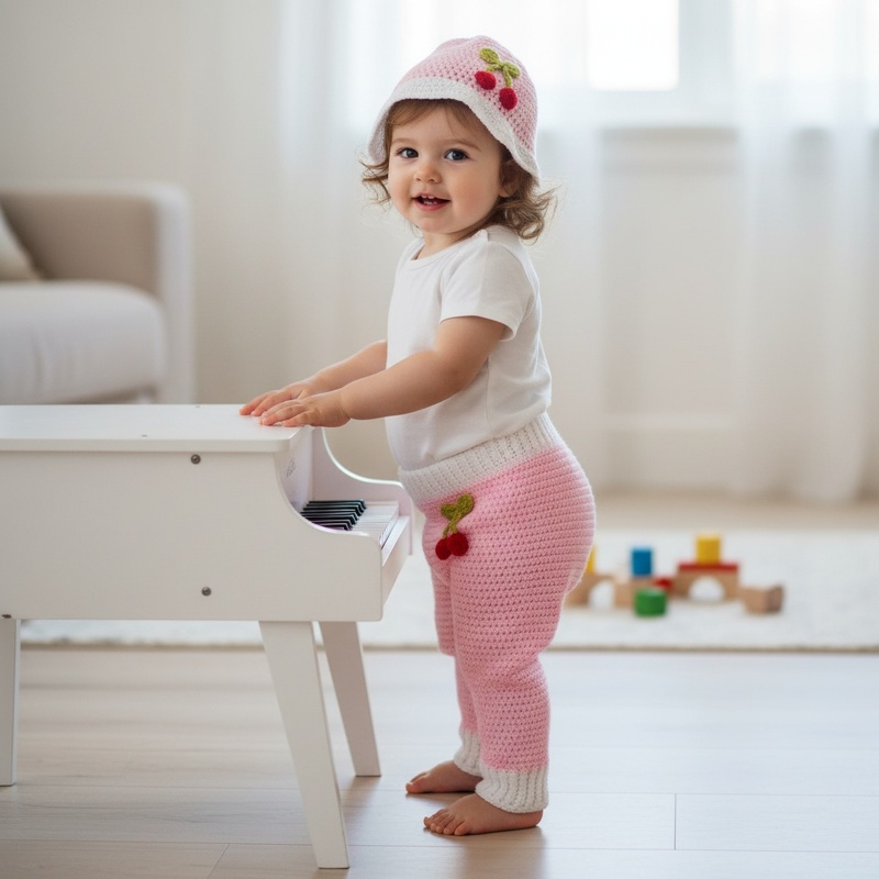 Girls Cherry Blossom Pants and Hat